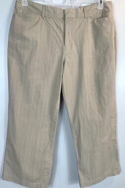 Docker's Metro Capri Women's Size 14 Light Brown Pinstripe